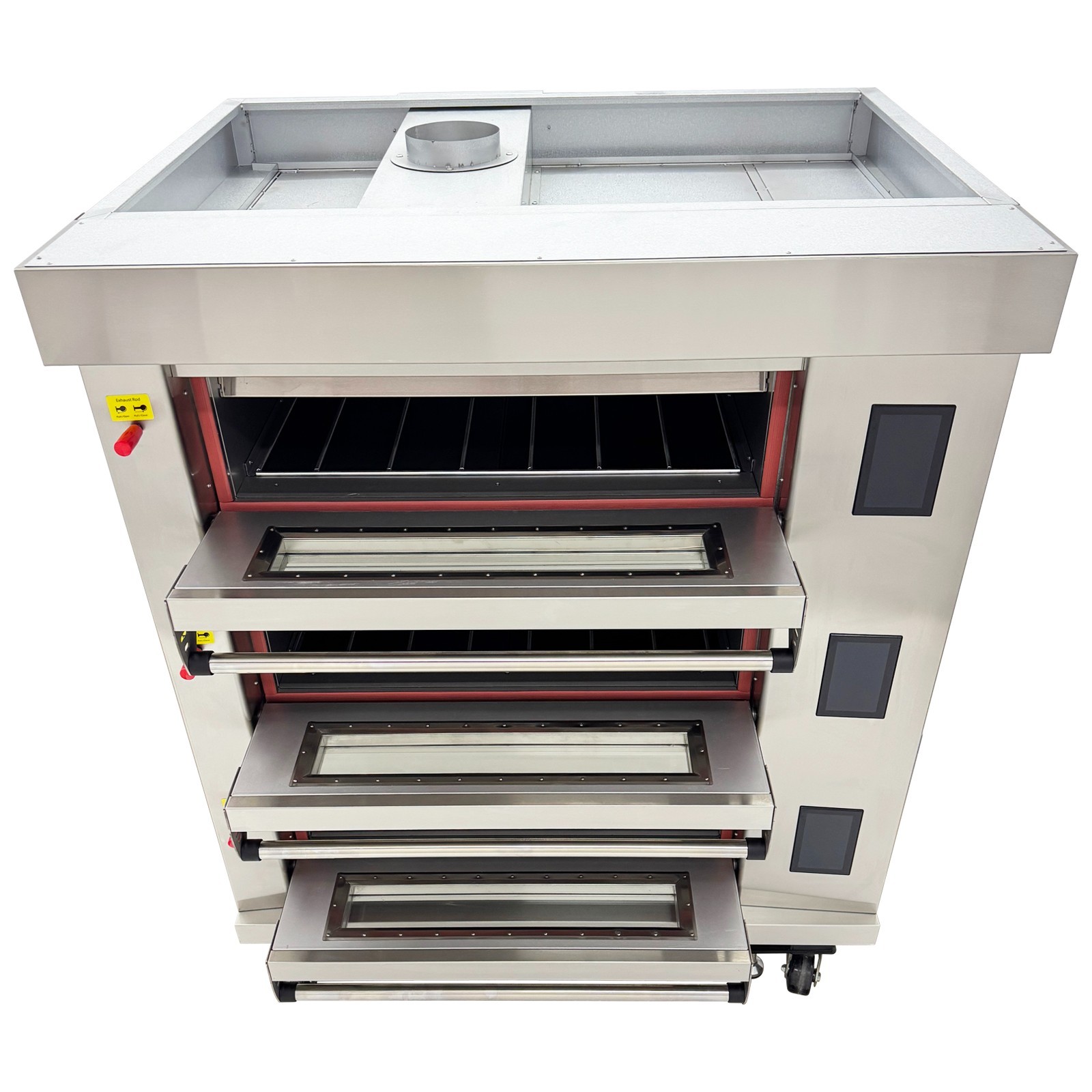 Commercial Pizza Oven 220V 3-Phase Movable Triple Deck Pizza Oven 300°C Max
