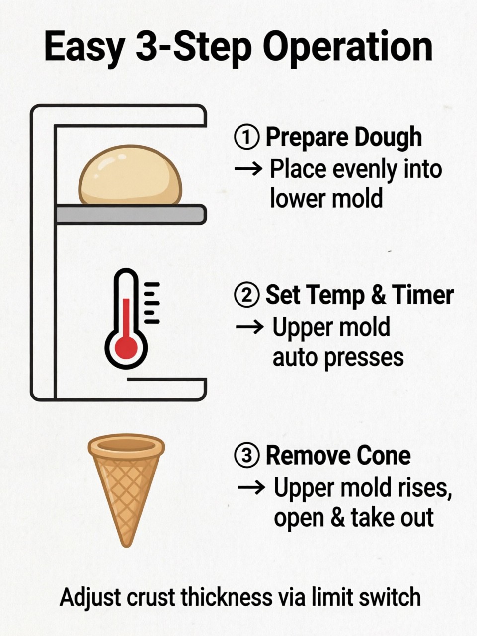 Commercial 4-Head Cone Pizza Forming Press | Adjustable Temp | Emergency Stop