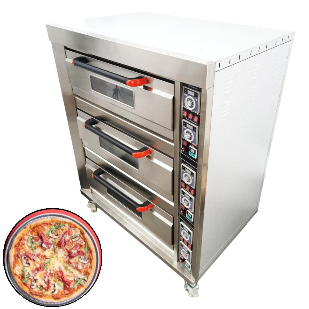 220V Commercial Oven Triple Pizza Oven Electric Oven with Six Baking Sheets