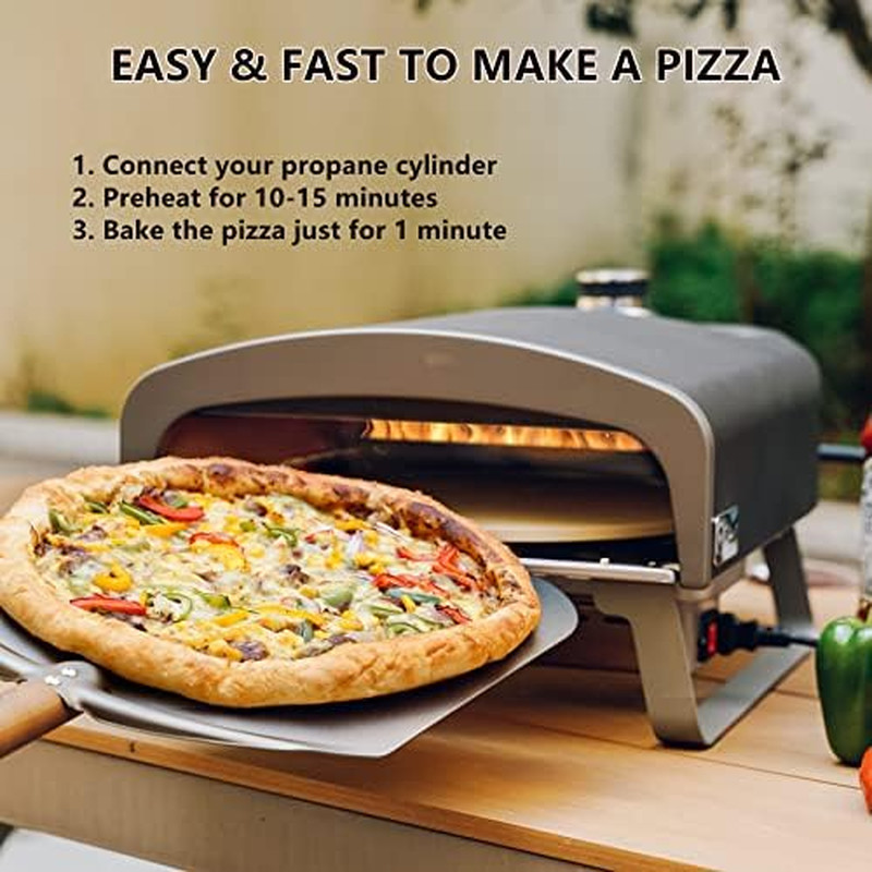 Gas Pizza Oven Portable Propane Pizza Oven with Automatic Rotating Stone & Perfo