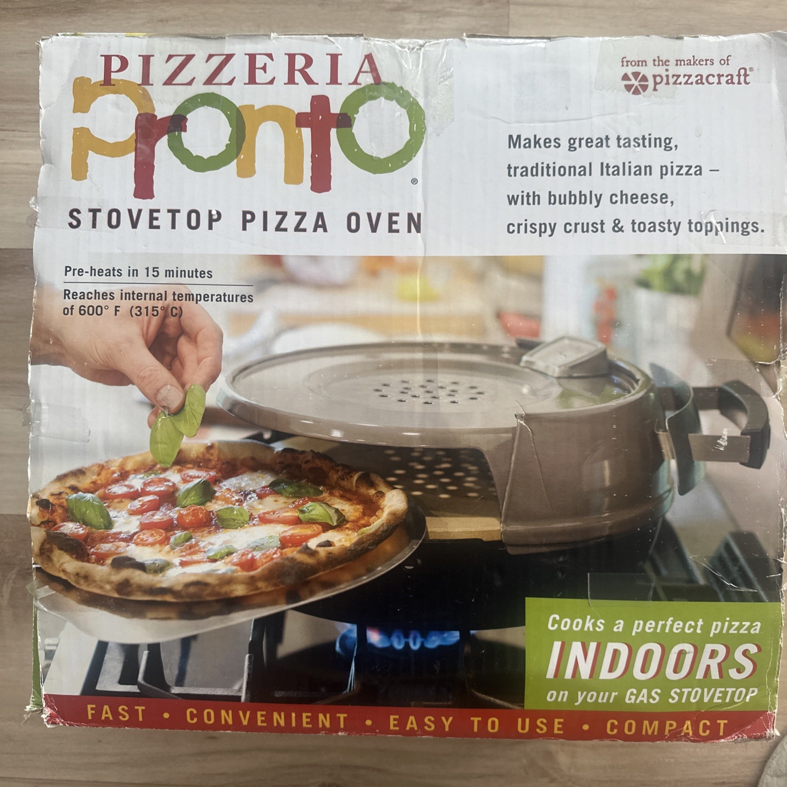 Pizzeria Pronto Stovetop Pizza Oven by Pizzacraft – Indoor Gas Range Pizza Maker