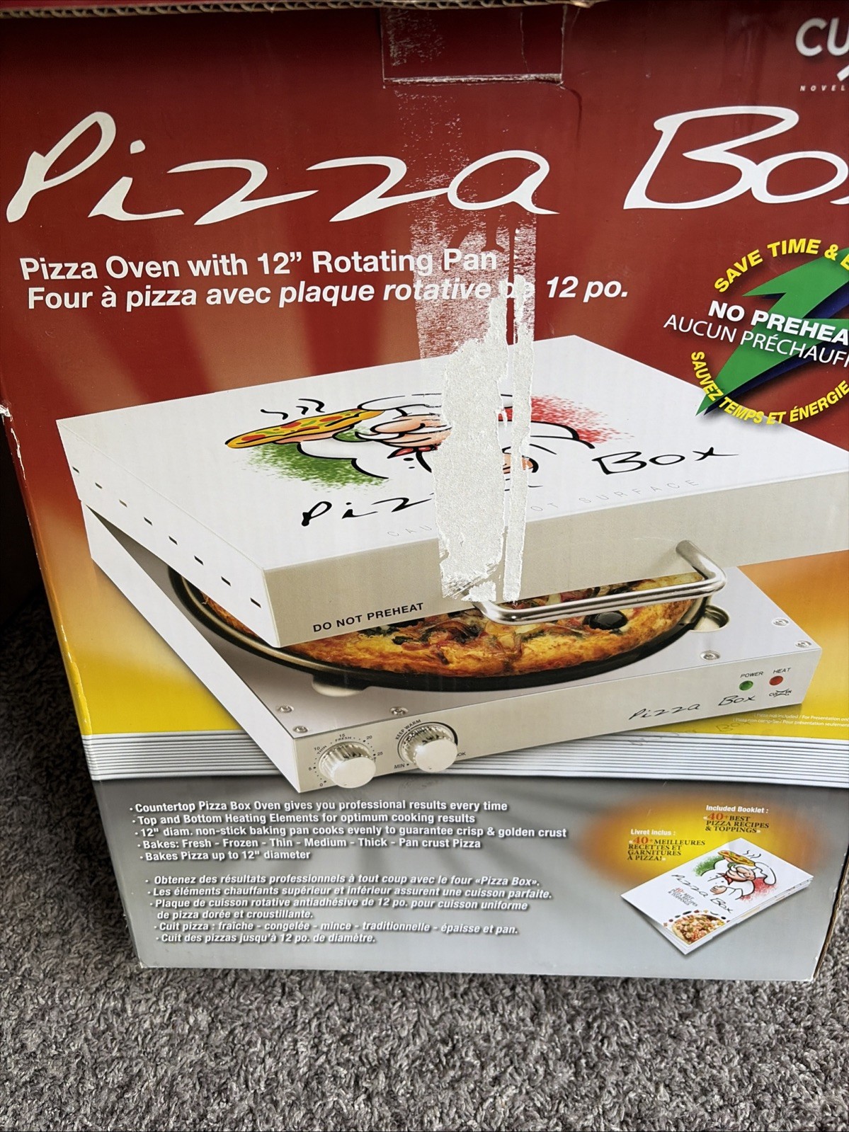 Cuizen Pizza Box Countertop Pizza Oven w/ 12″ Rotating Pan PIZ-4012 – Tested