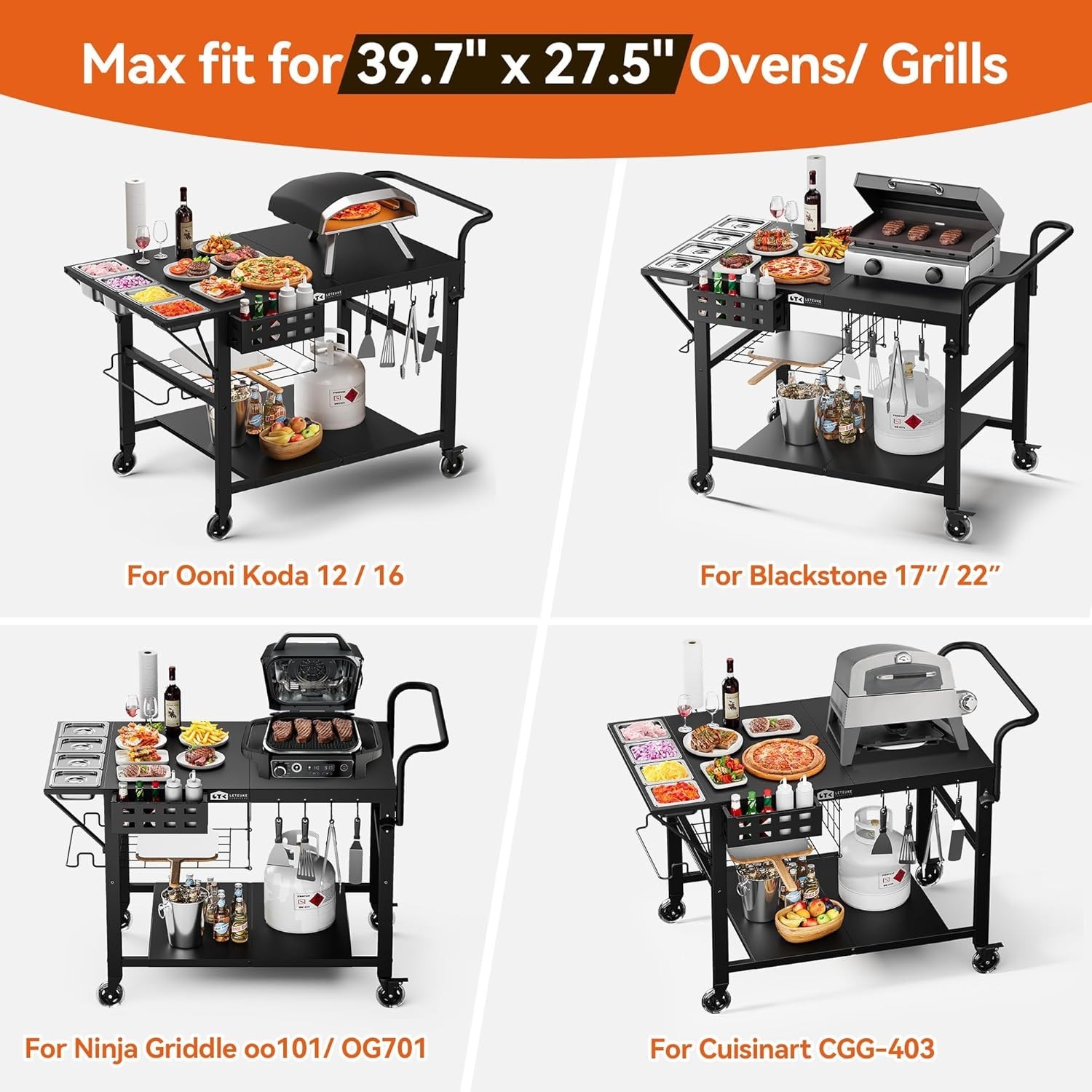 Grill Cart for Pizza Oven & Blackstone Griddle