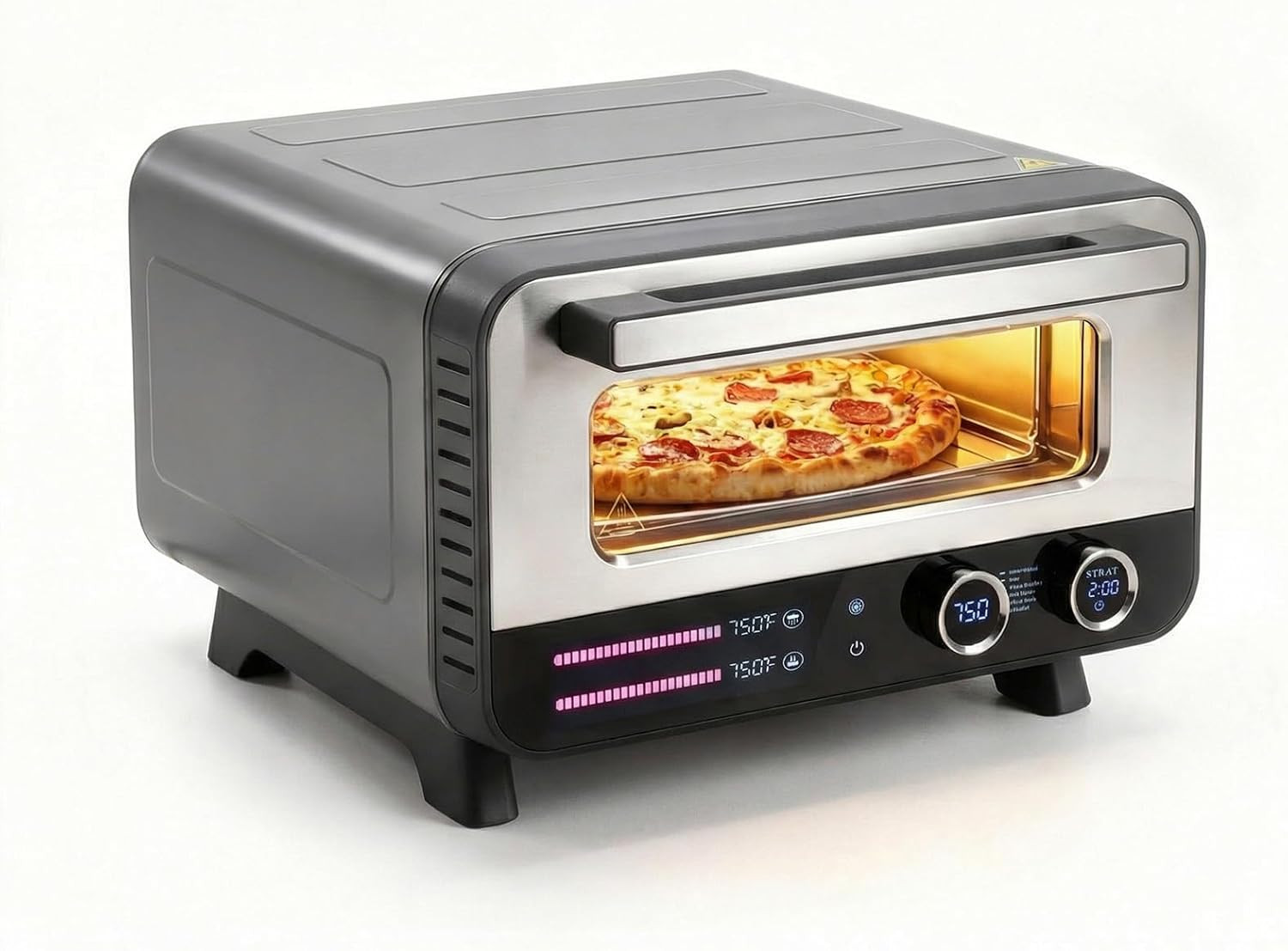 Electric Pizza Oven with Digital Display 1600W, 6 Preset Functions, 750°F High H