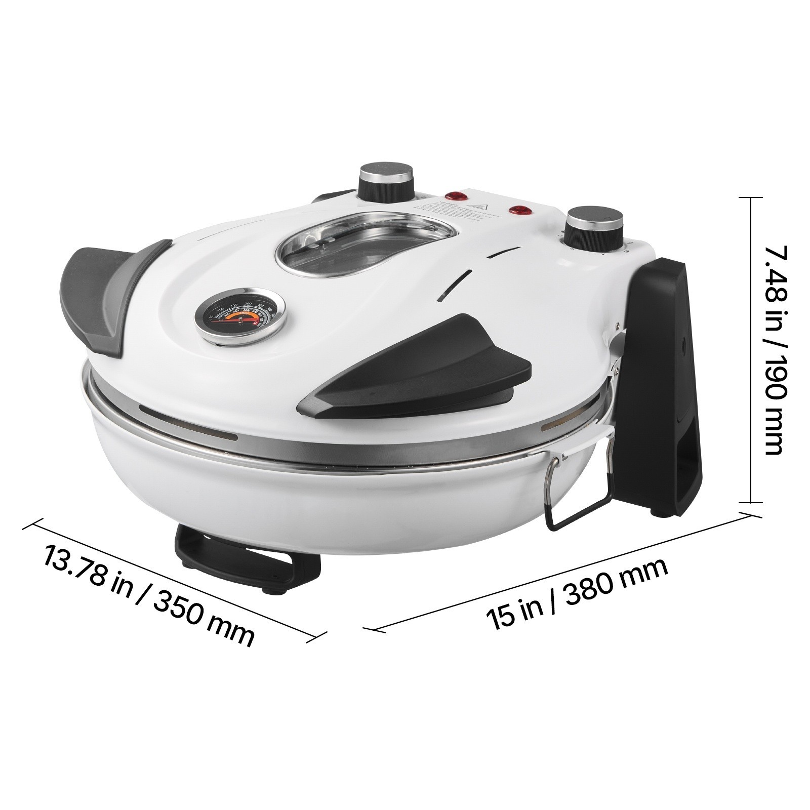 12-Inch Electric Pizza Oven, 1200W Pizza Maker with Cordierite Stone