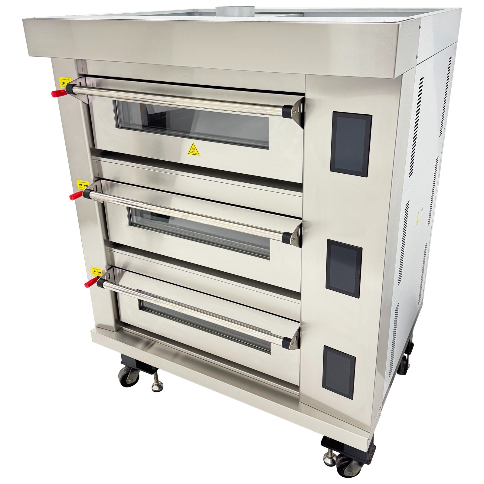 Commercial Movable Electric Triple Pizza Oven LCD Touch Screens 220V 3-Phase