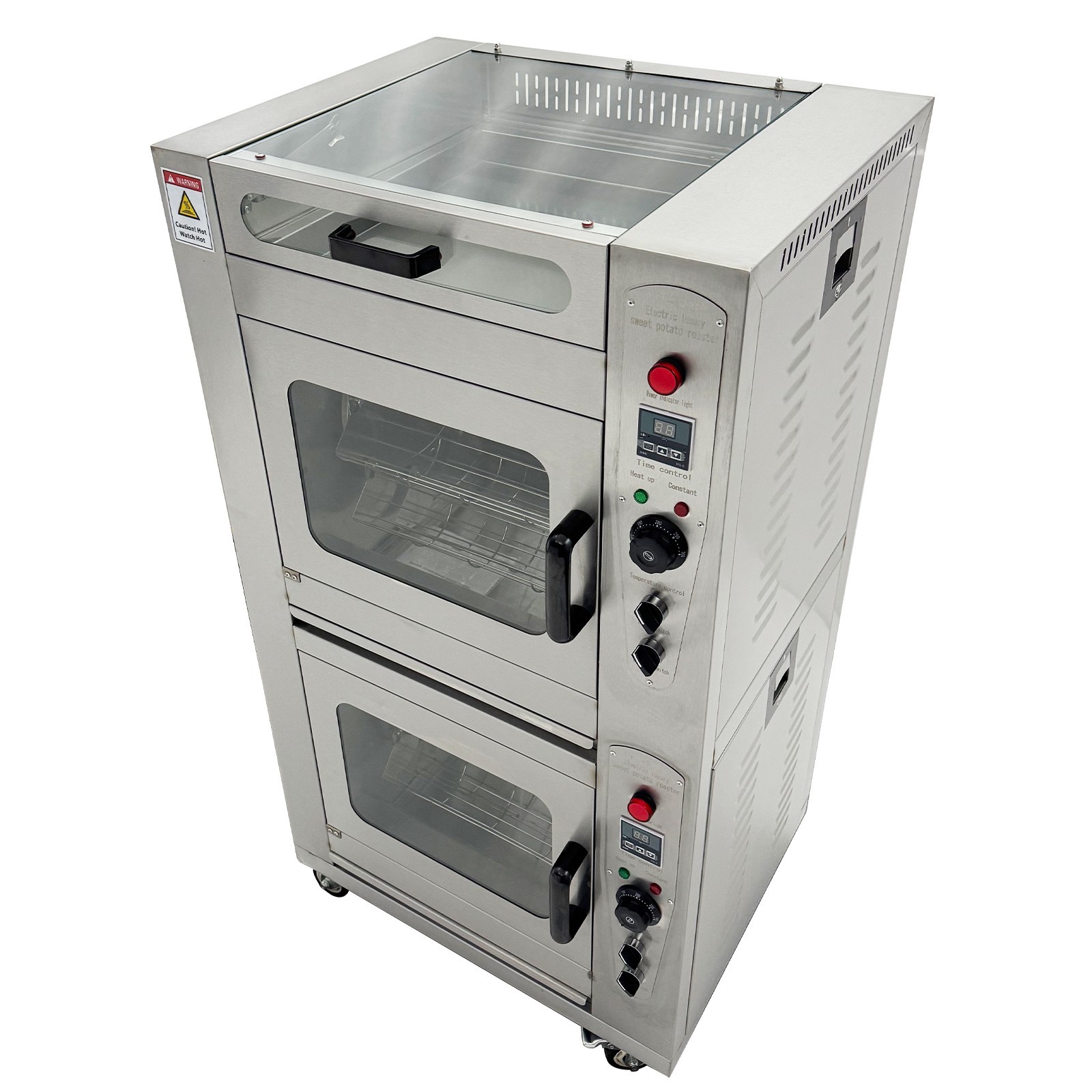 220V Corn Grill Double-Layer Thermal Rotary Corn Roaster Sweet Potato Oven