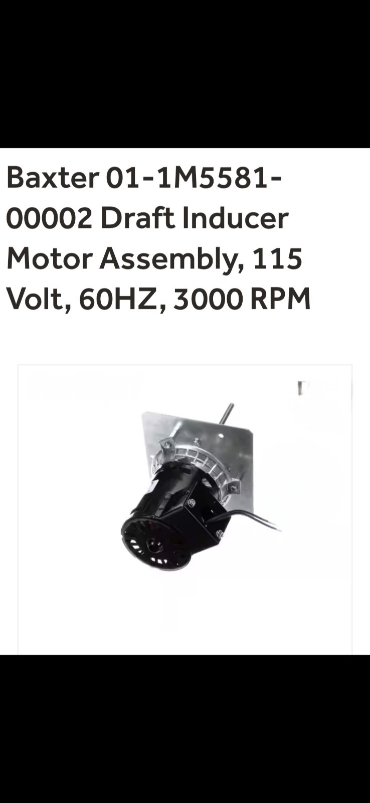 Baxter/Hobart OV 500 draft inducer motor 115v 01-1m5581-00002