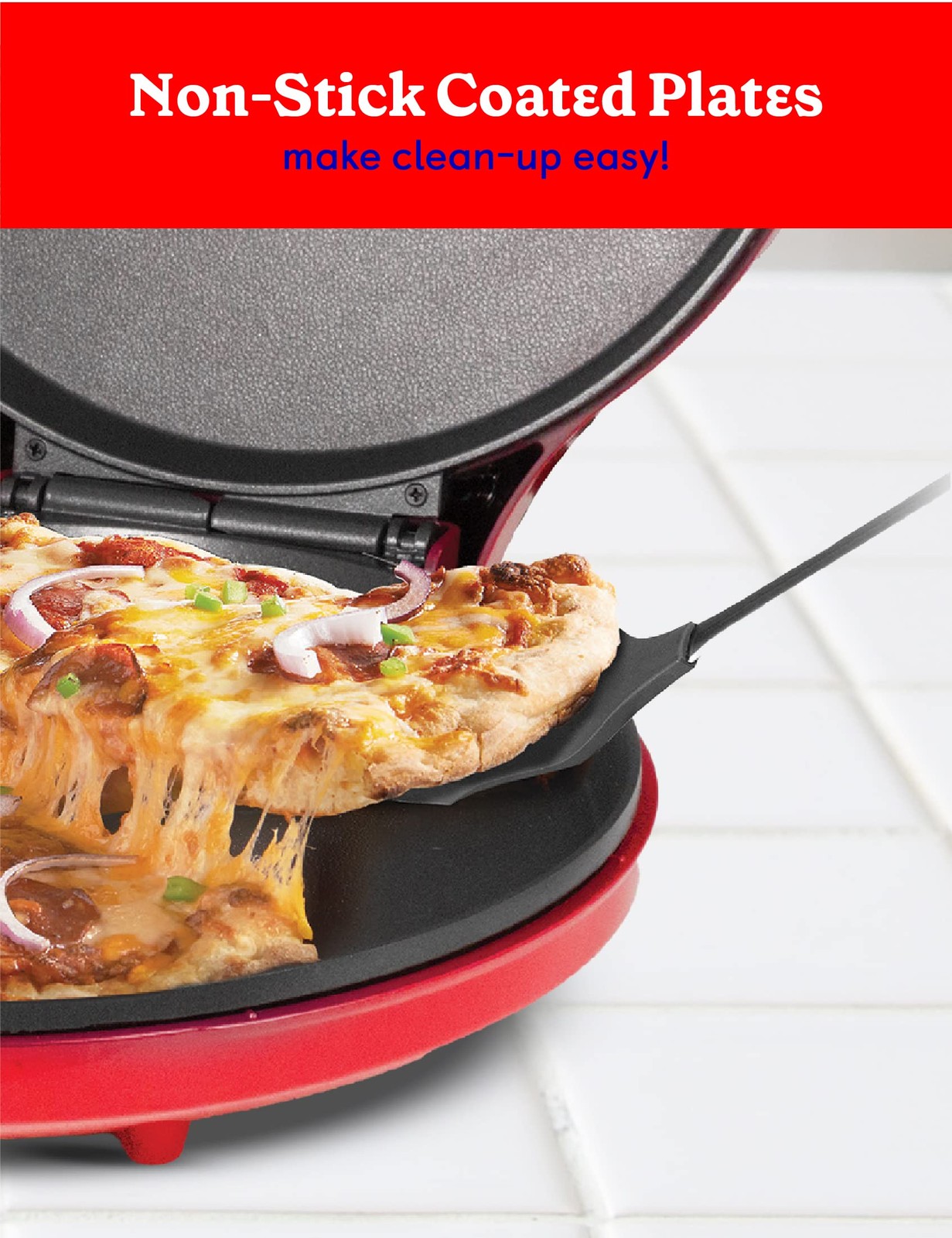 Betty Crocker BC-2958CR 1440W Countertop Pizza Maker Machine for Home
