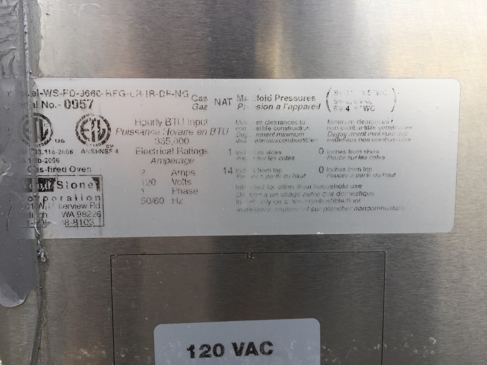 Wood Stone Fire Deck 9660 Commercial Pizza Oven 360-840-9305 Financing Ava