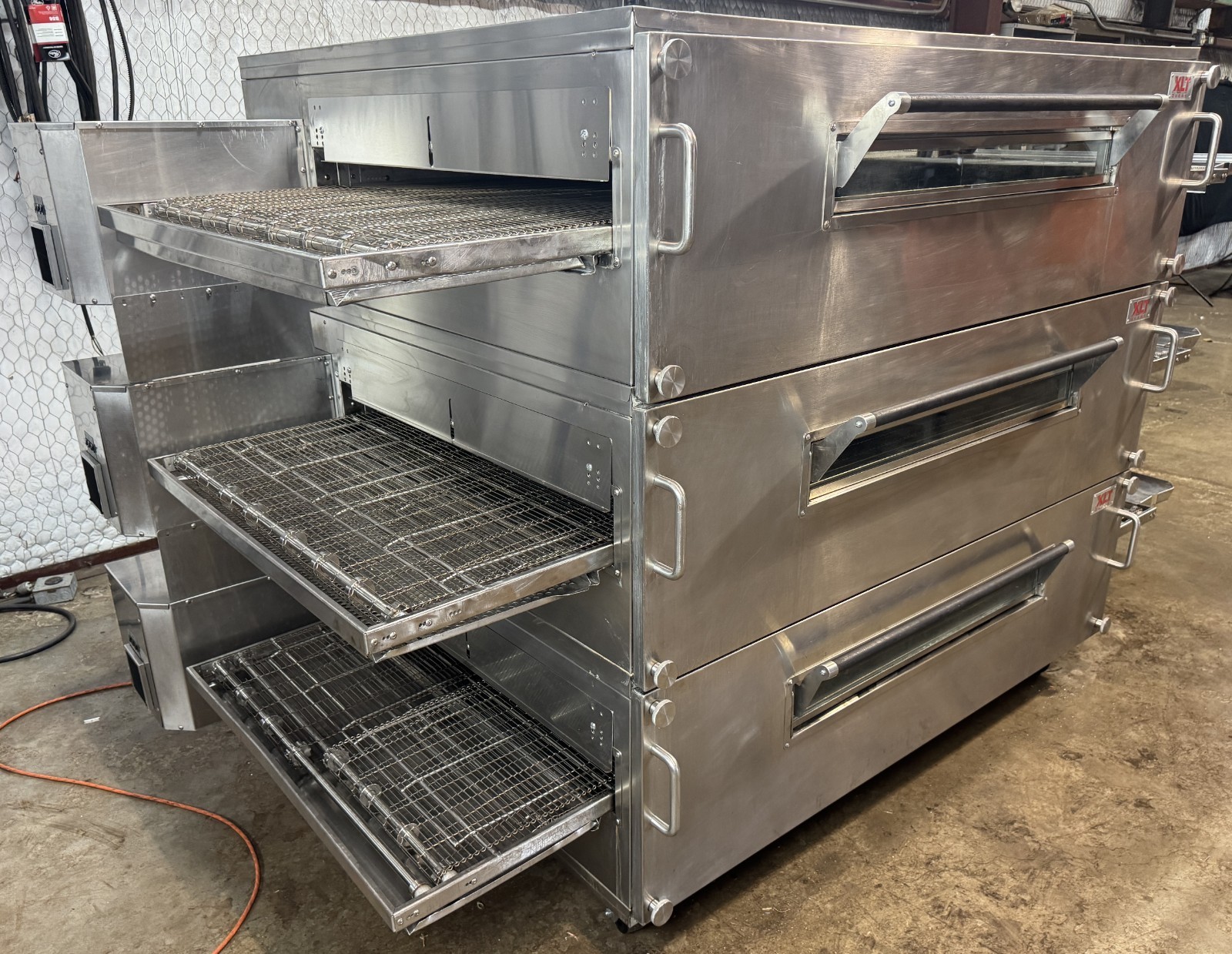 XLT 3870 Nat Gas Triple Stack Pizza Conveyor Ovens** Video Demo** W/SPLIT BELT