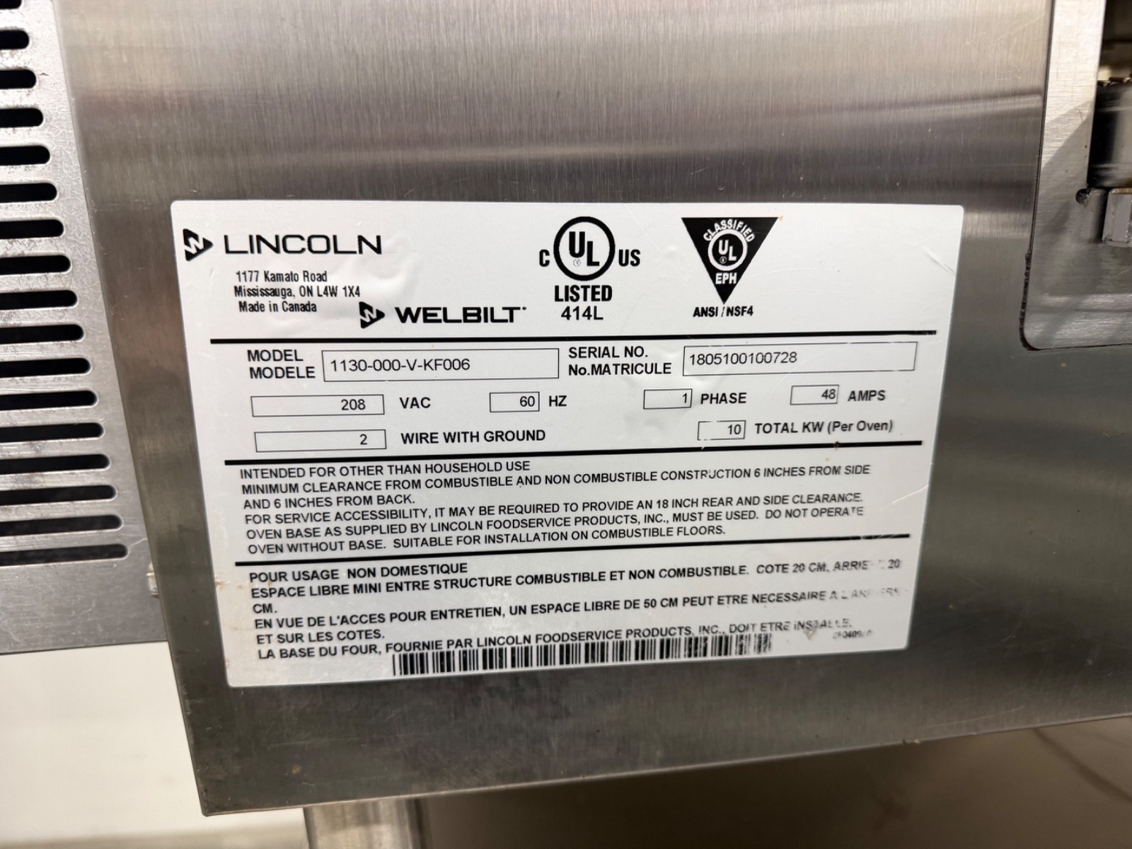 Lincoln 1130-000-V-KF006 Impinger II FastBake Ventless Electric Conveyor Oven