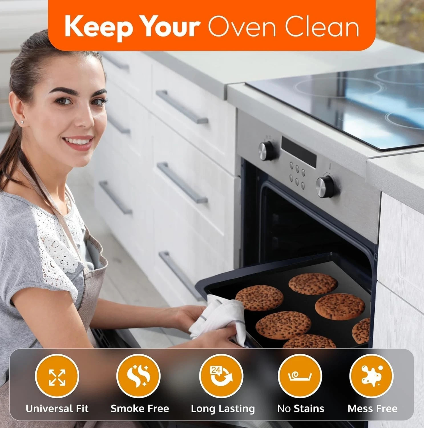 Pack of 4 Large Thick Non Stick Oven Liners Mat Heavy Duty