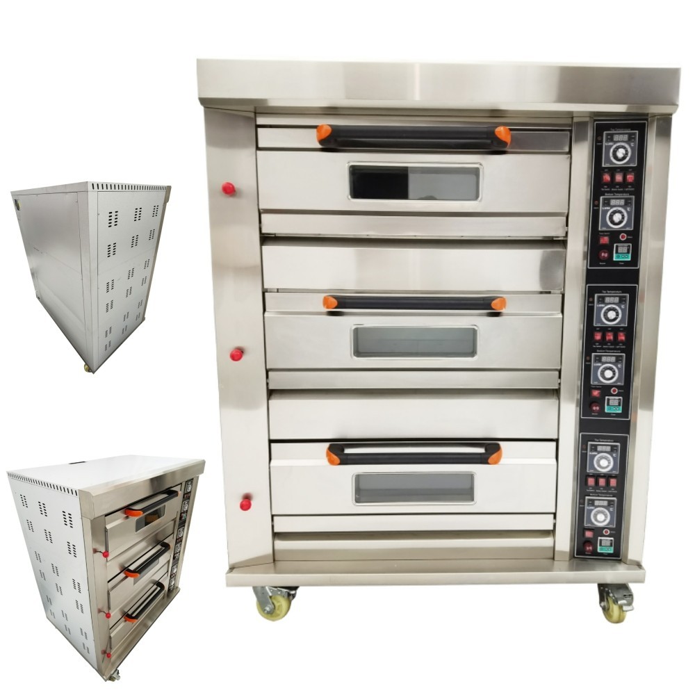 3 Layers Liquefied/Natural Gas Commercial Pizza Oven Bakery Oven 110V 6 Trays
