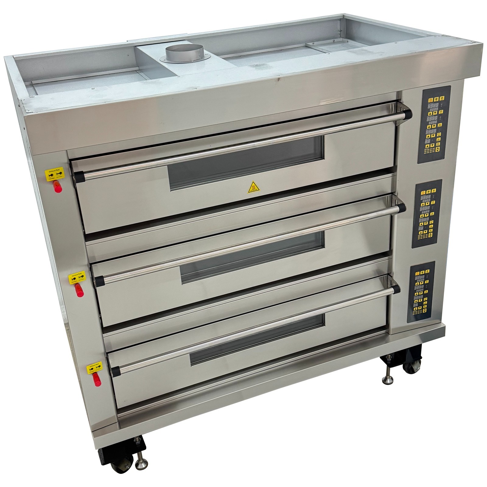 3 Decks Commercial Electric Bread Pizza Baking Oven Movable Toaster 220V 5-400˚C