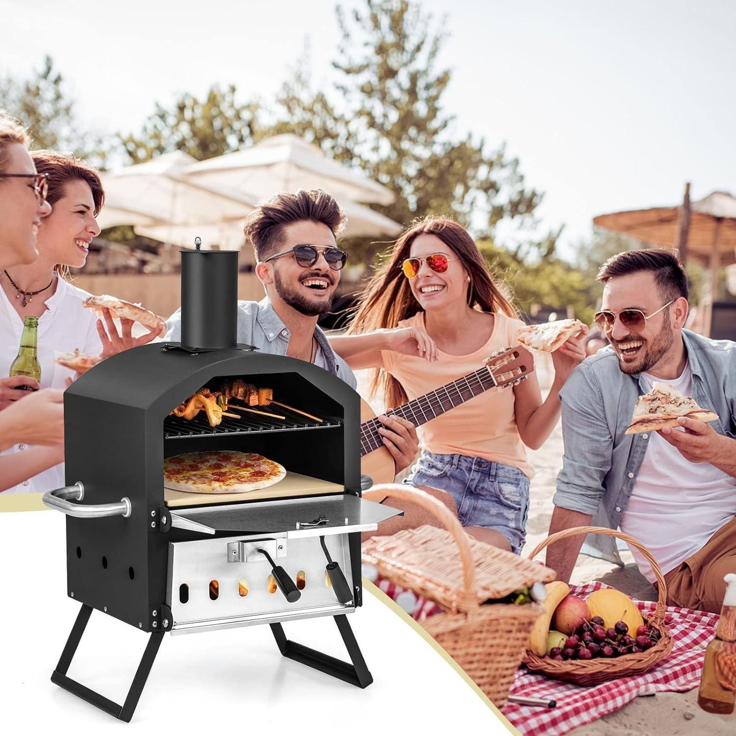 Elegant Waterproof Stainless Steel Outdoor Pizza Oven – Fast Preheat for Picnics