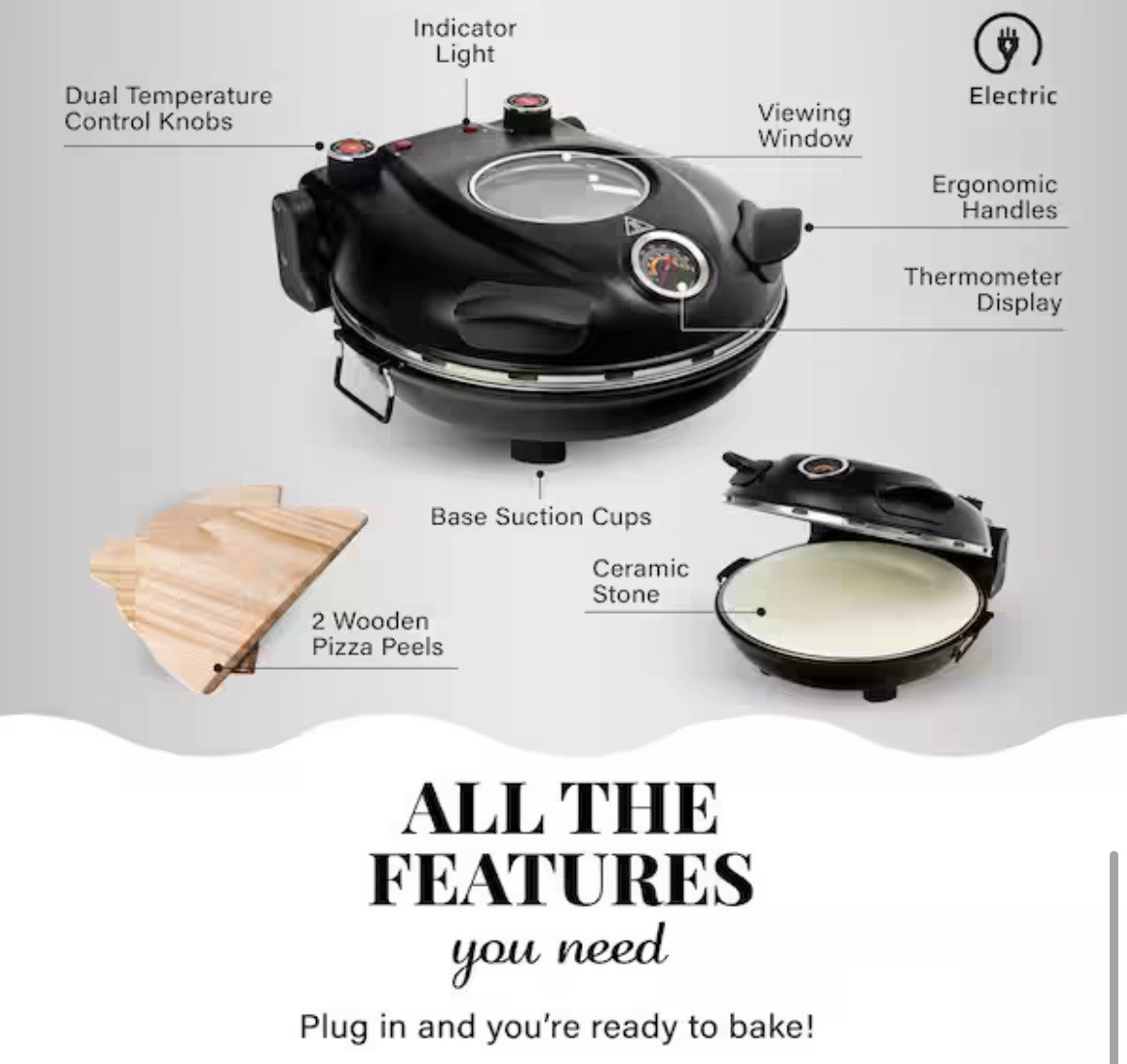 PIEZANO Crispy Crust Pizza Oven by Granitestone – Electric Pizza Indoor Oven