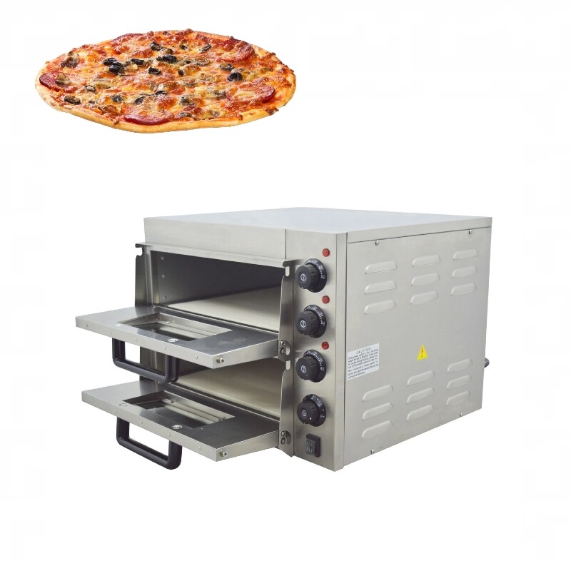 220V 3KW Double-deck 16″ Pizza Electric Oven Independent Temperature Control