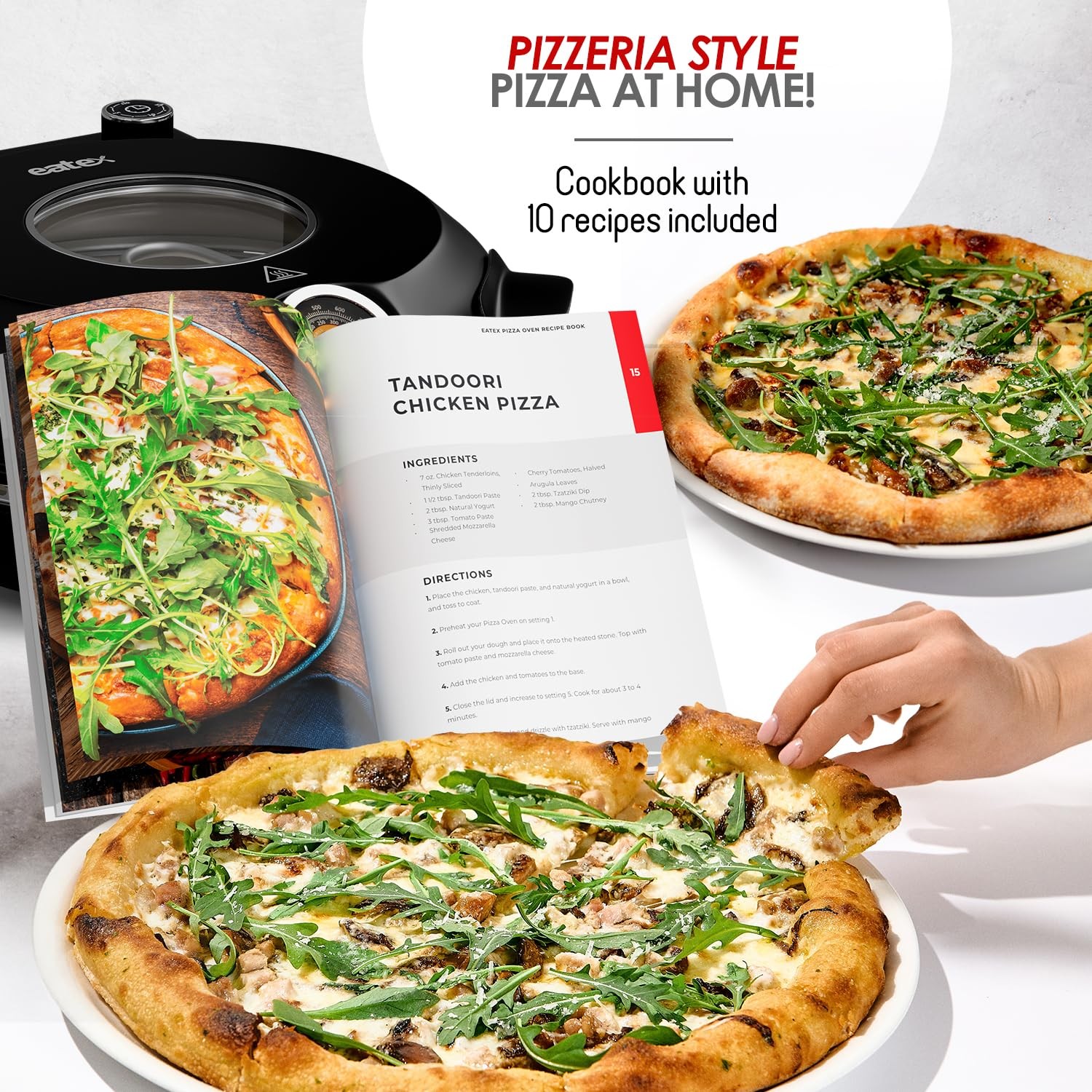 Eatex Electric Pizza Oven Indoor 12 Inch Countertop Pizza Oven Portable Stone