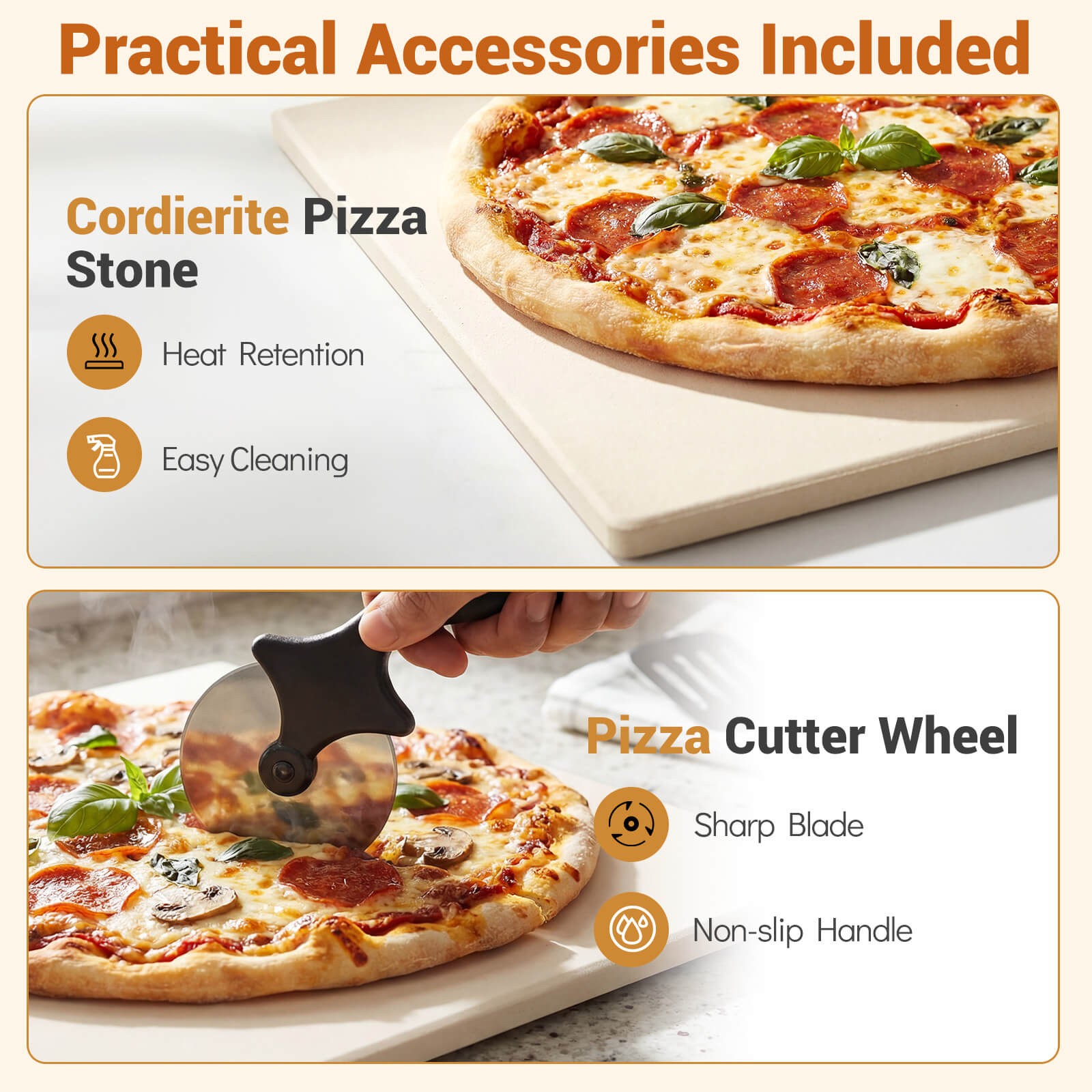 Pizza Oven for 12″ Pizzas w/6 Presets & 2-Min Rapid Baking Heats up to 750℉
