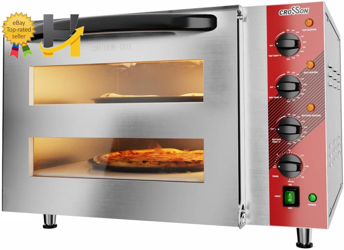 Commercial Double Deck 18″ Countertop Electric Pizza Oven 15Mm Thick Pizza Stone