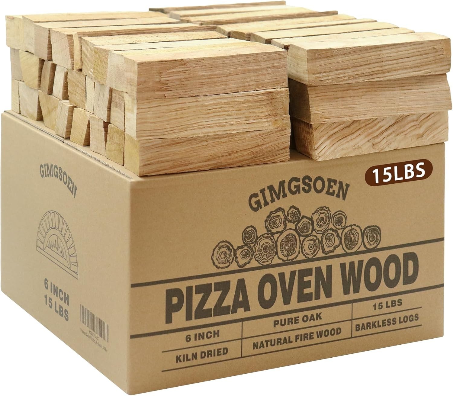 Oak Cooking Wood 15lb Box 6 Inch Logs Clean Burning for Grilling