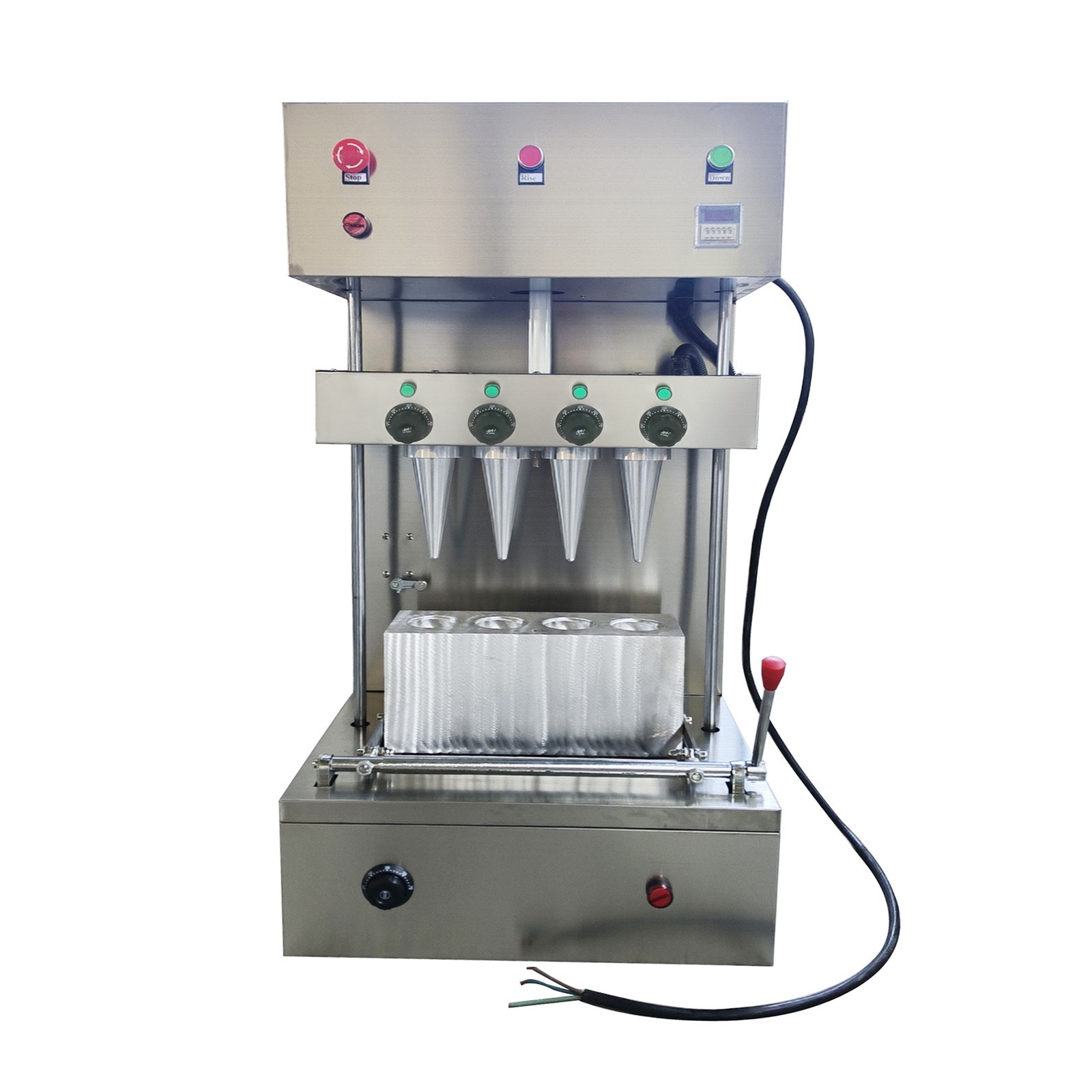 110V Pizza Cone Forming Maker Spiral Shape Auto Pizza Cone Molder with 4 Dies