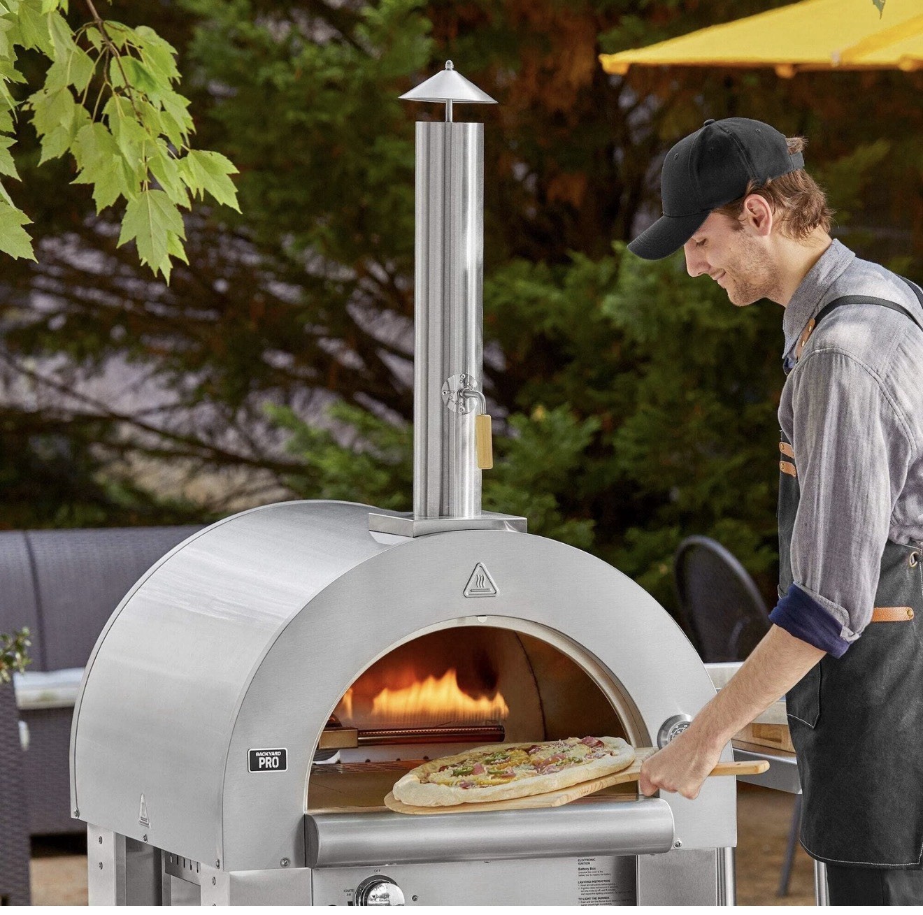 Backyard Pro 31 3/4″ Stainless Steel Hybrid Wood / Liquid Propane Outdoor Counte