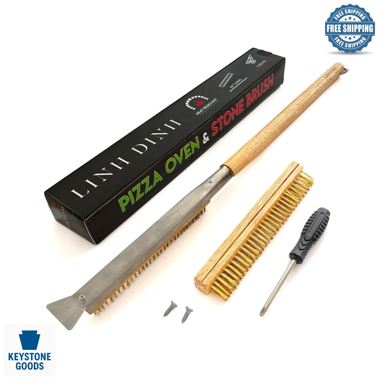 26in Pizza Oven Cleaning Brush Kit with Spare Head & Tools