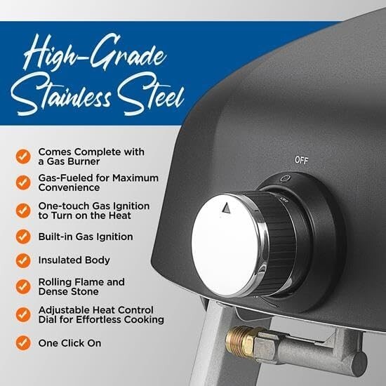 Stainless Steel Portable Pizza Oven – Cooks Perfect 12″ Pizzas Quickly