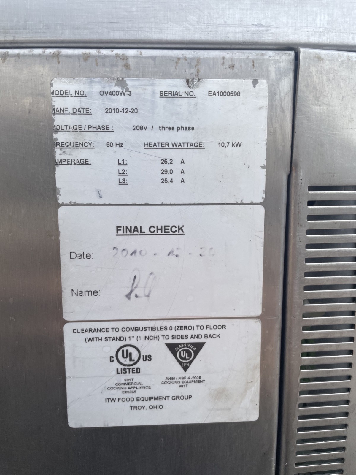 Hobart Double Stack Electric Pizza Deck Oven 208V 3Ph OV400W-3