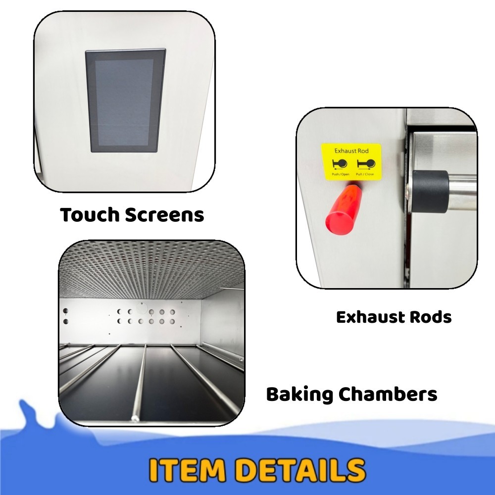 Commercial Pizza Oven 220V 3-Phase Movable Triple Deck Pizza Oven 300°C Max