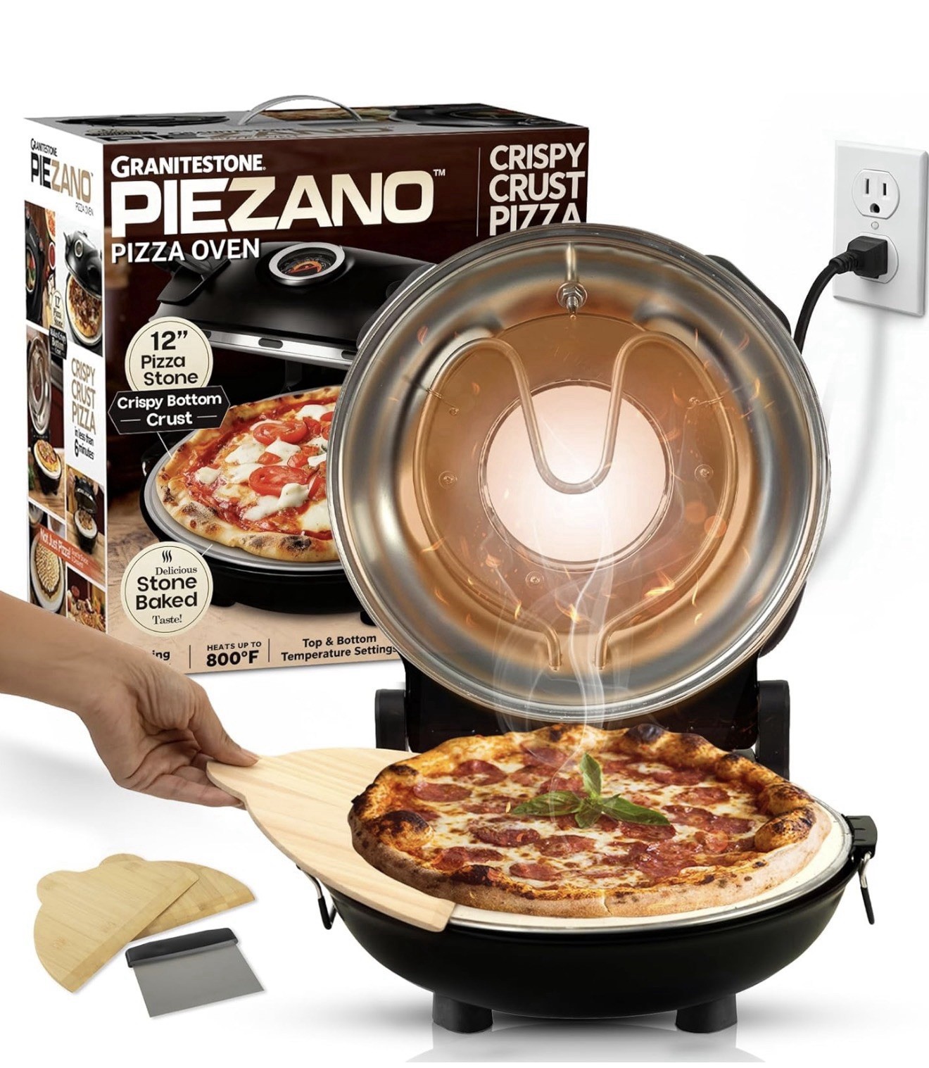 New Piezano Pizza Oven Electric Pizza Bake Portable Countertop 12″ Pizza Maker