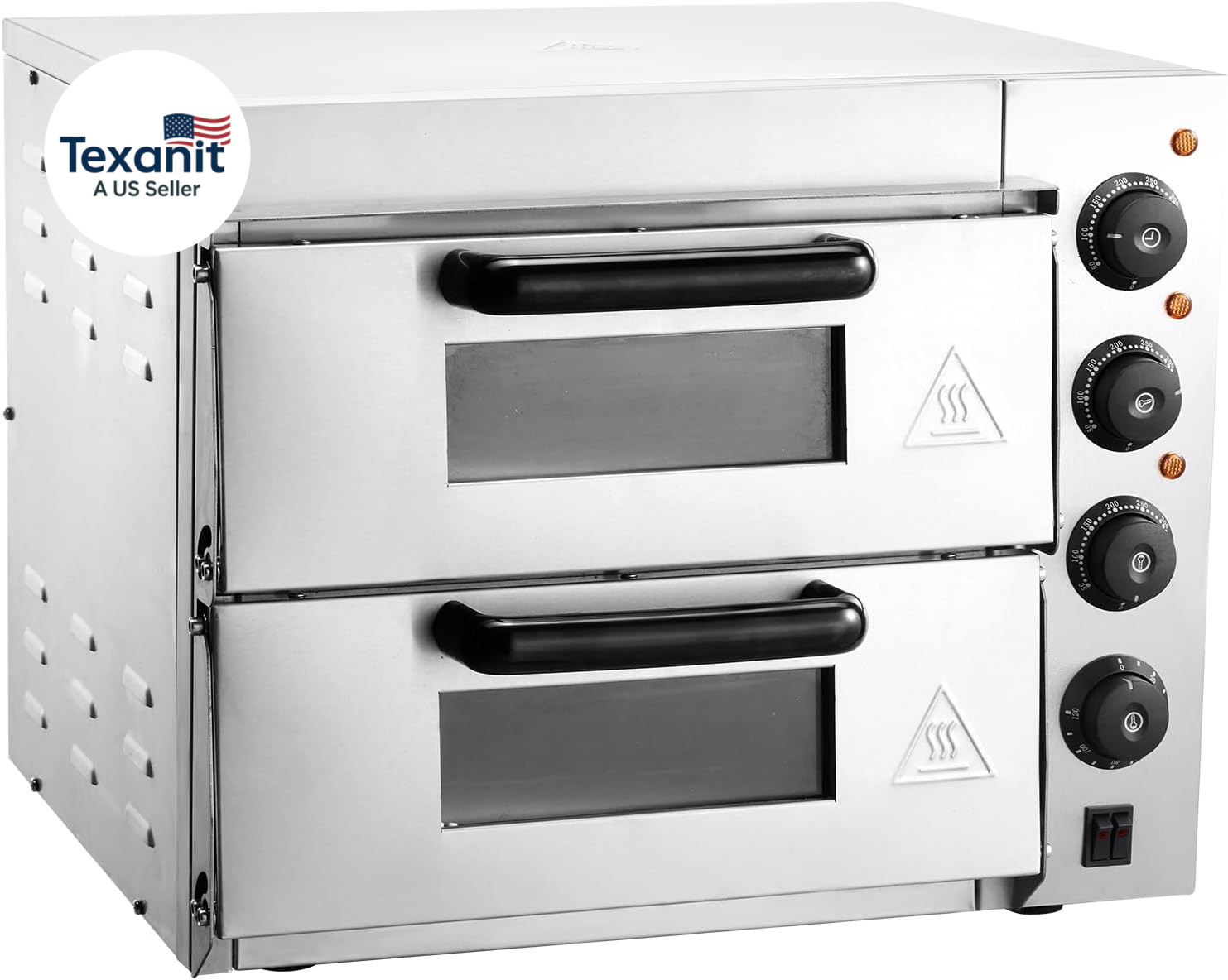 Commercial Pizza Oven Countertop, 14″ Double Deck Layer, Stainless Steel Electri