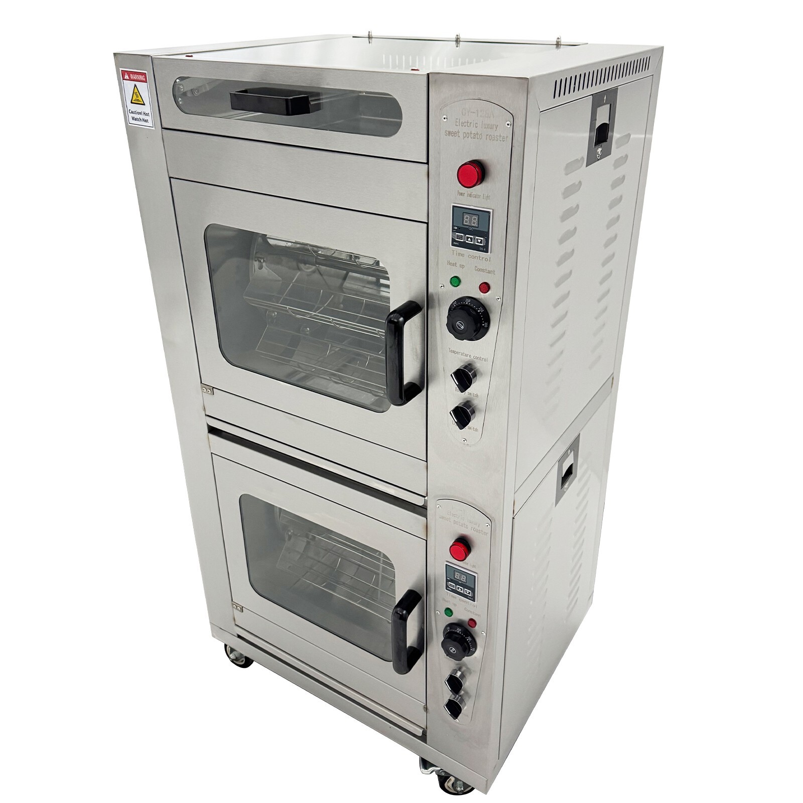 220V Commercial Triple Electric Corn Roaster Oven 5600W Rotary Sweet Potato Corn