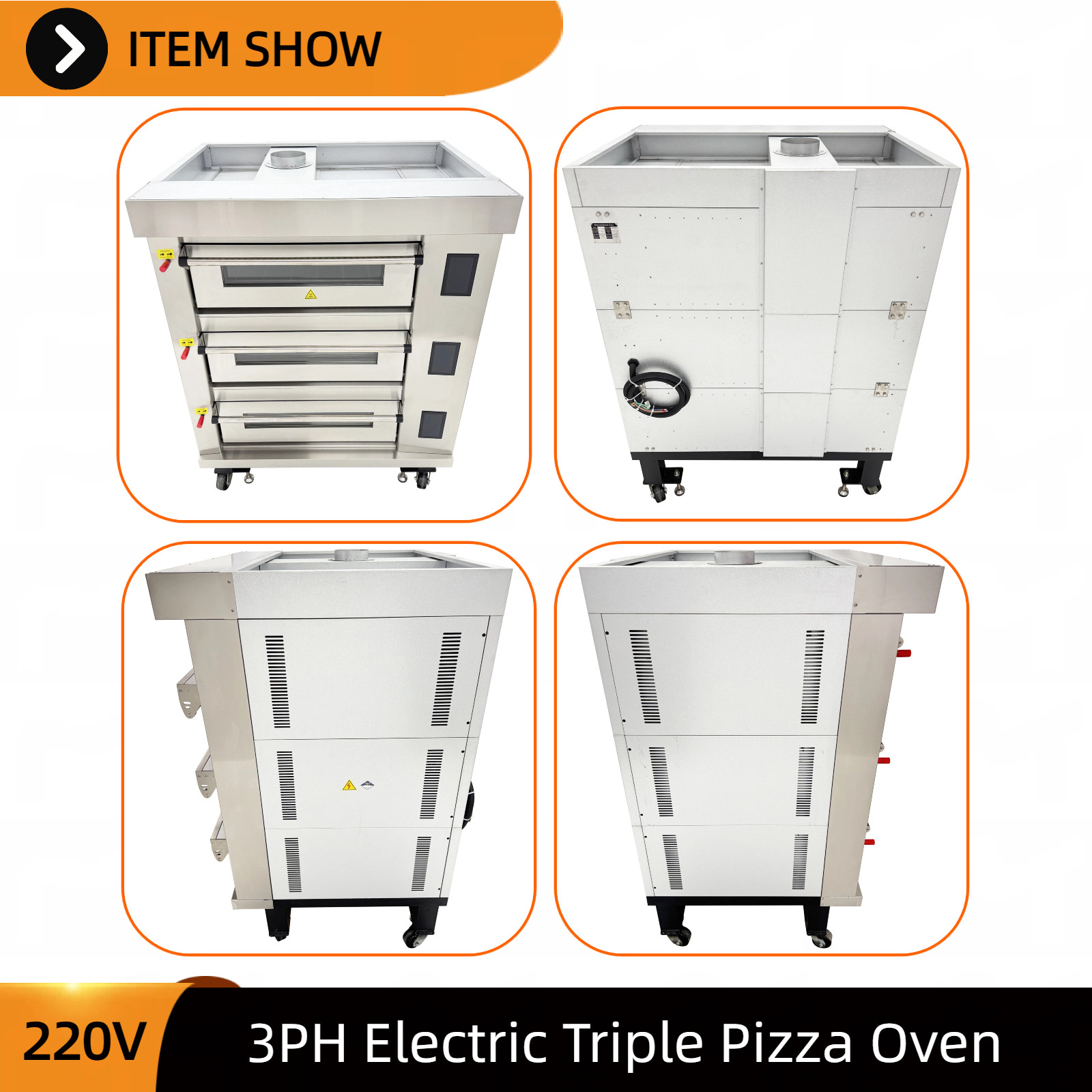 220V 3-PH Commercial Pizza Oven 3-Deck 6-Tray Digital Electric Oven Smart Model