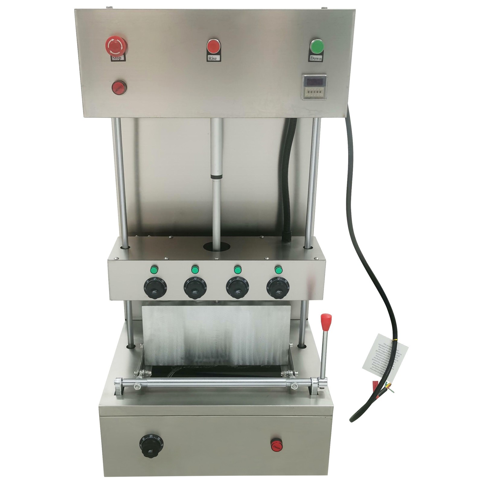Commercial 4-Head Cone Pizza Forming Press | Adjustable Temp | Emergency Stop