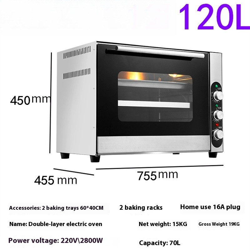 Large Capacity Stainless Steel Electric Oven Home Baking Double Flat Oven Oven