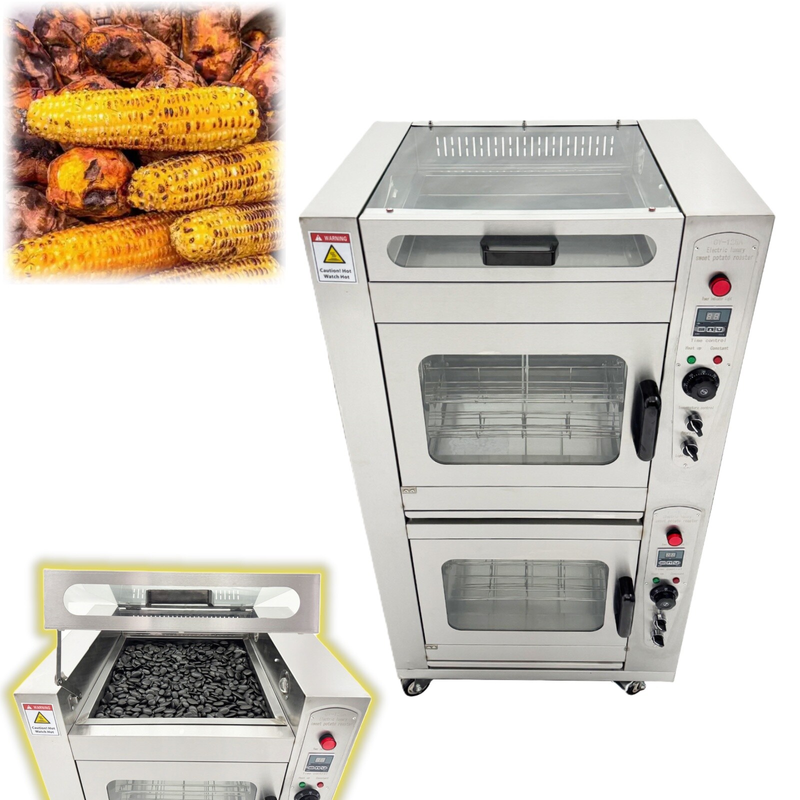 220V 5.6KW 2-layer Electric Thermal Rotary Corn Roaster Sweet Potato Corn Oven