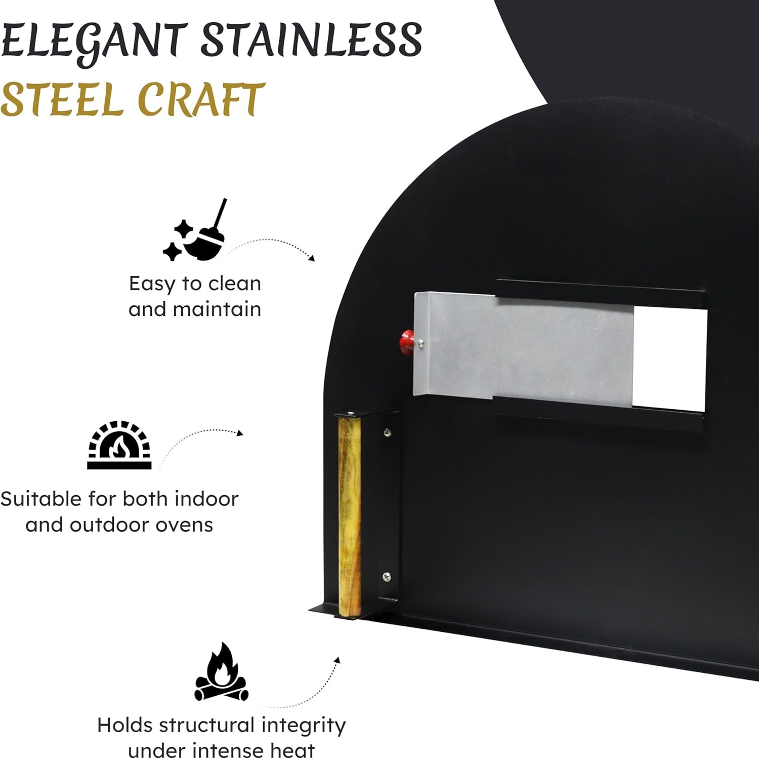 25” x 20” Pizza Oven Door – Stainless Steel Outdoor Brick Oven Door