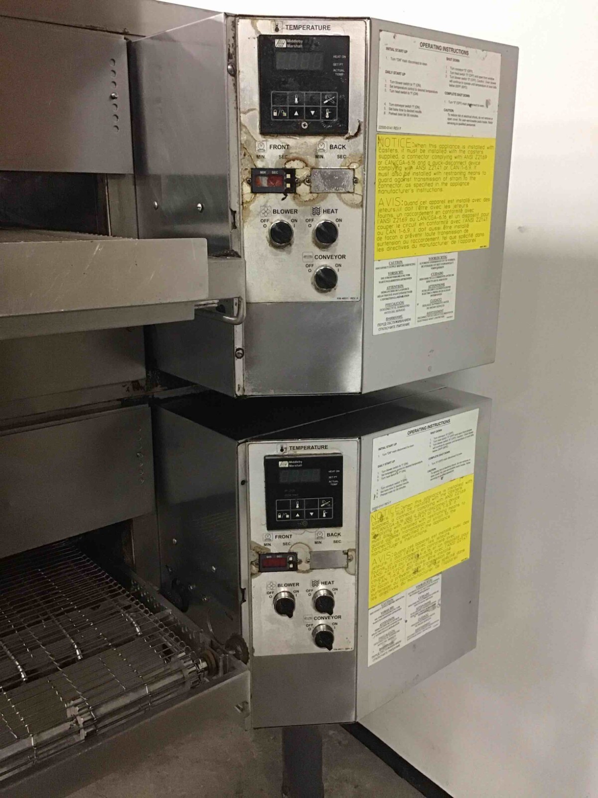MIDDLEBY MARSHALL DOUBLE STACK ELECTRIC CONVEYOR PIZZA OVENS PS536ES