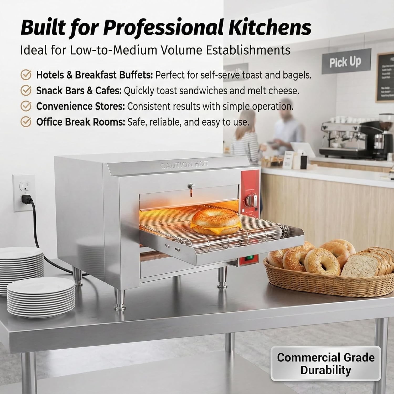 Easyrose Countertop Pizza Conveyor Toaster Bread Oven Machine Commercial Kitchen