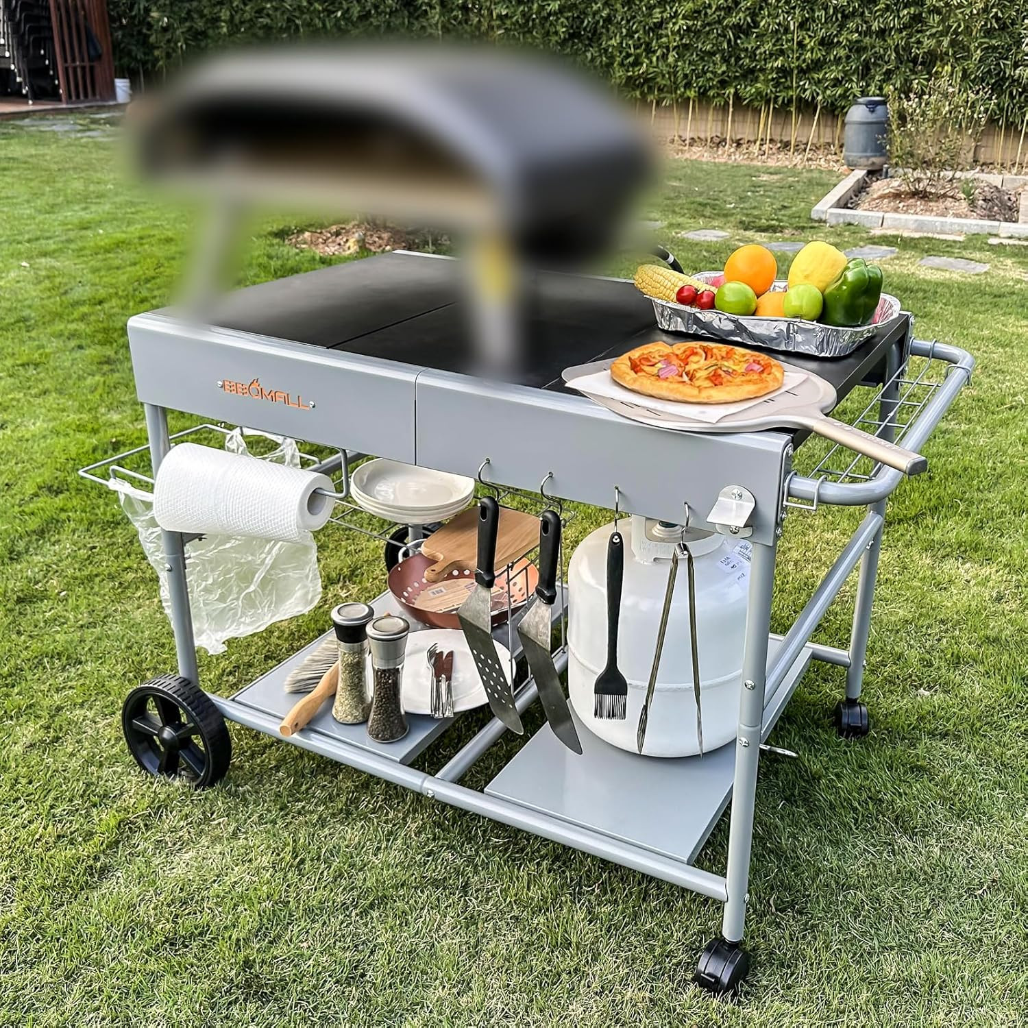 Pizza Oven Cart Table and Topping Station for Ooni Koda/Karu/Fyra 16 & 12, Movab