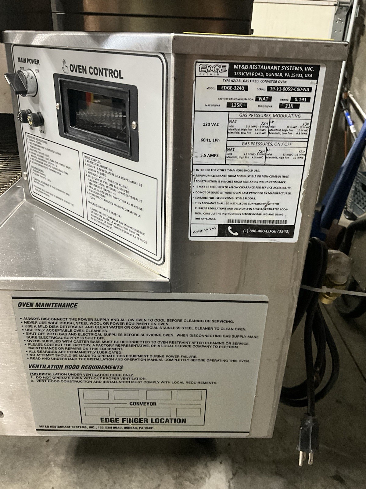 2019 EDGE 3240 Double Deck Conveyor Pizza Oven