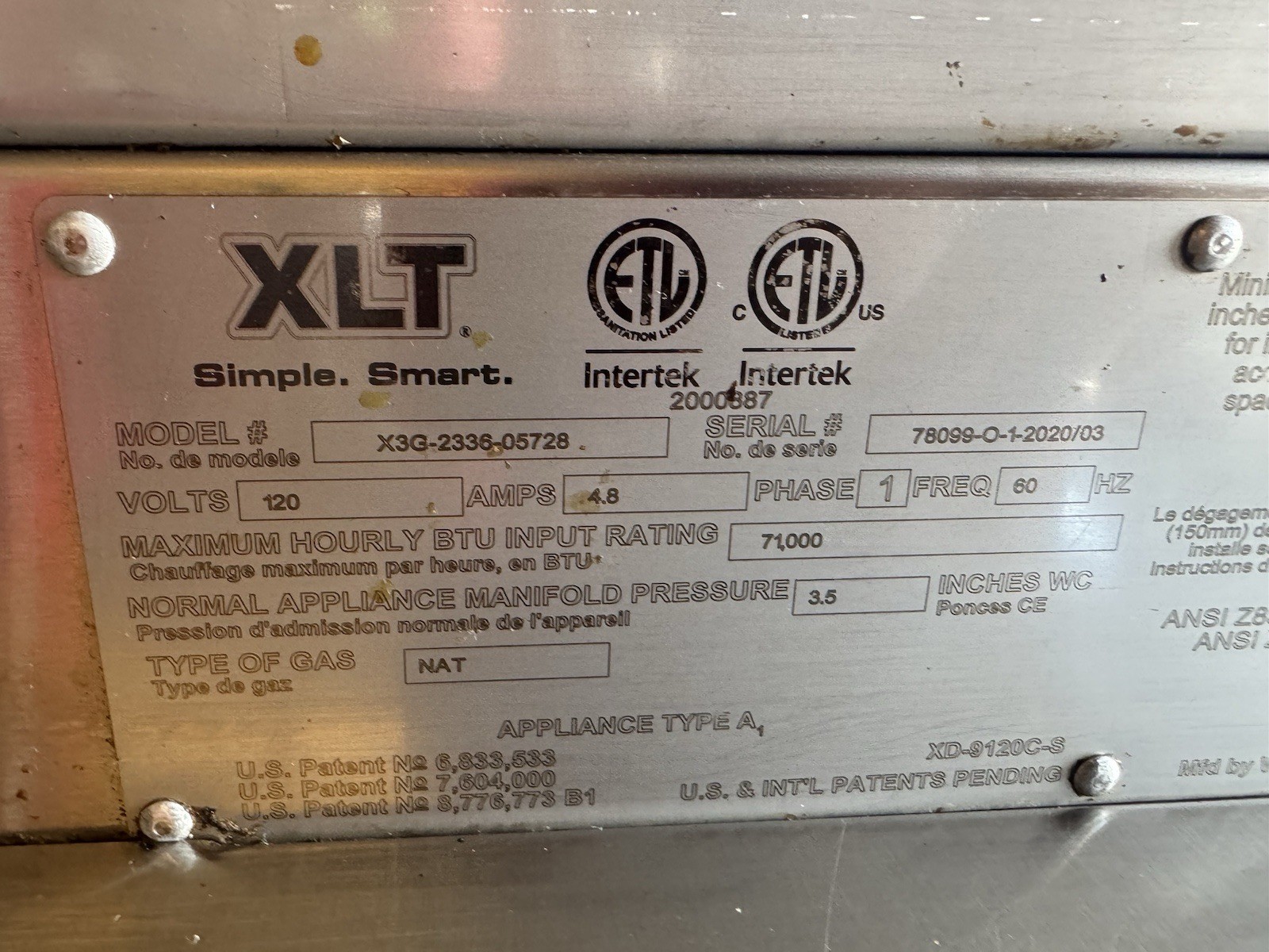 XLT Gas 23” Conveyor Pizza Oven Double Stack- Model X3G-2336- Tested Working