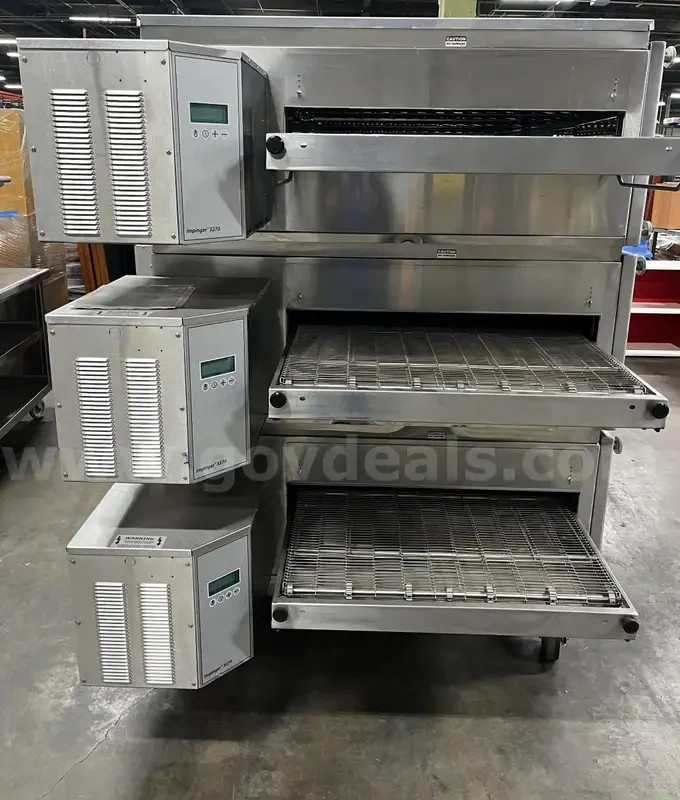 3270 Triple Stack Deck Gas Conveyor Pizza Oven Lincoln Impringer 32×70 Oven NOS