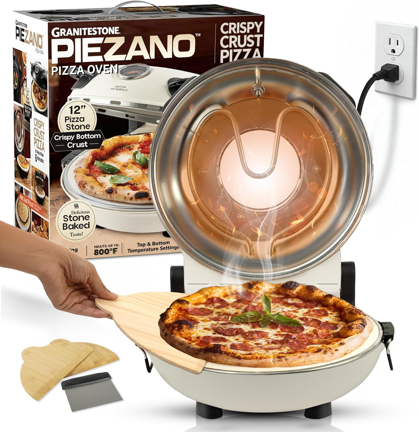 Crispy Crust Pizza Oven by Granitestone – 12 Inch Electric Pizza Oven Indoor Cou