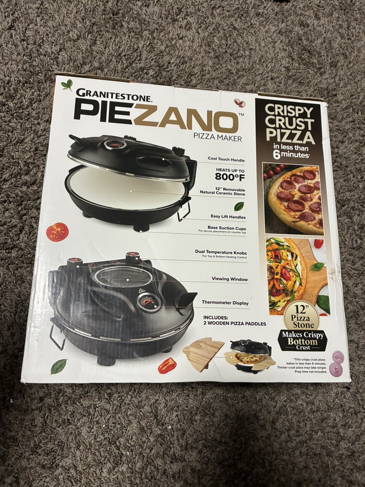 PIEZANO Crispy Crust Pizza Oven by Granitestone Electric Pizza Indoor Oven NIOB