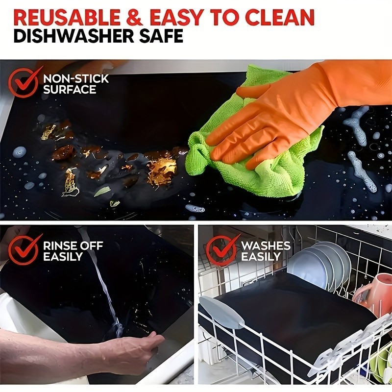 Pack of 5 Large Thick Non Stick Oven Liners Mat Heavy Duty