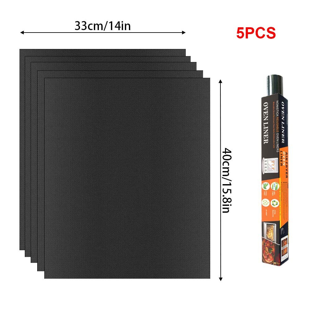 Pack of 5 Large Thick Non Stick Oven Liners Mat Heavy Duty